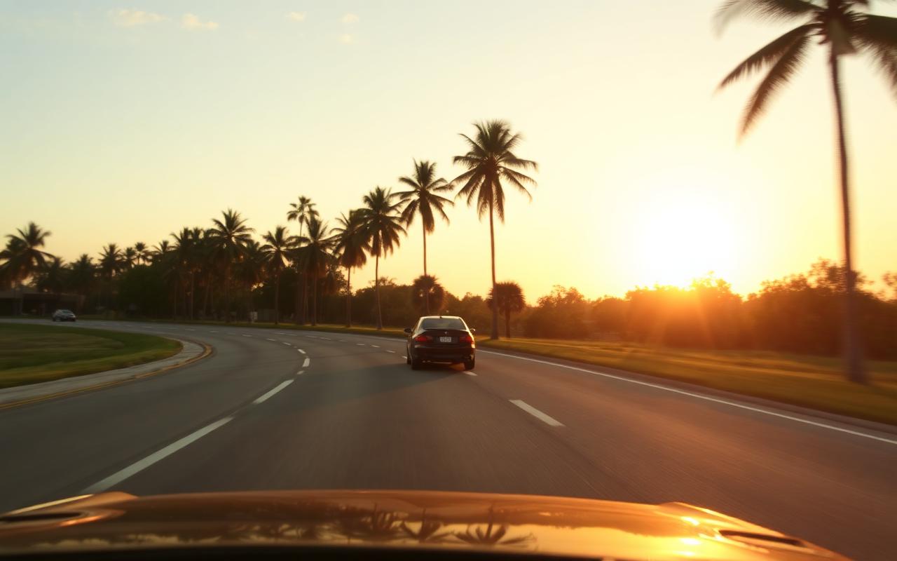 Auto insurance in Bonita Springs and Naples Florida - car on a Southwest Florida coastal road
