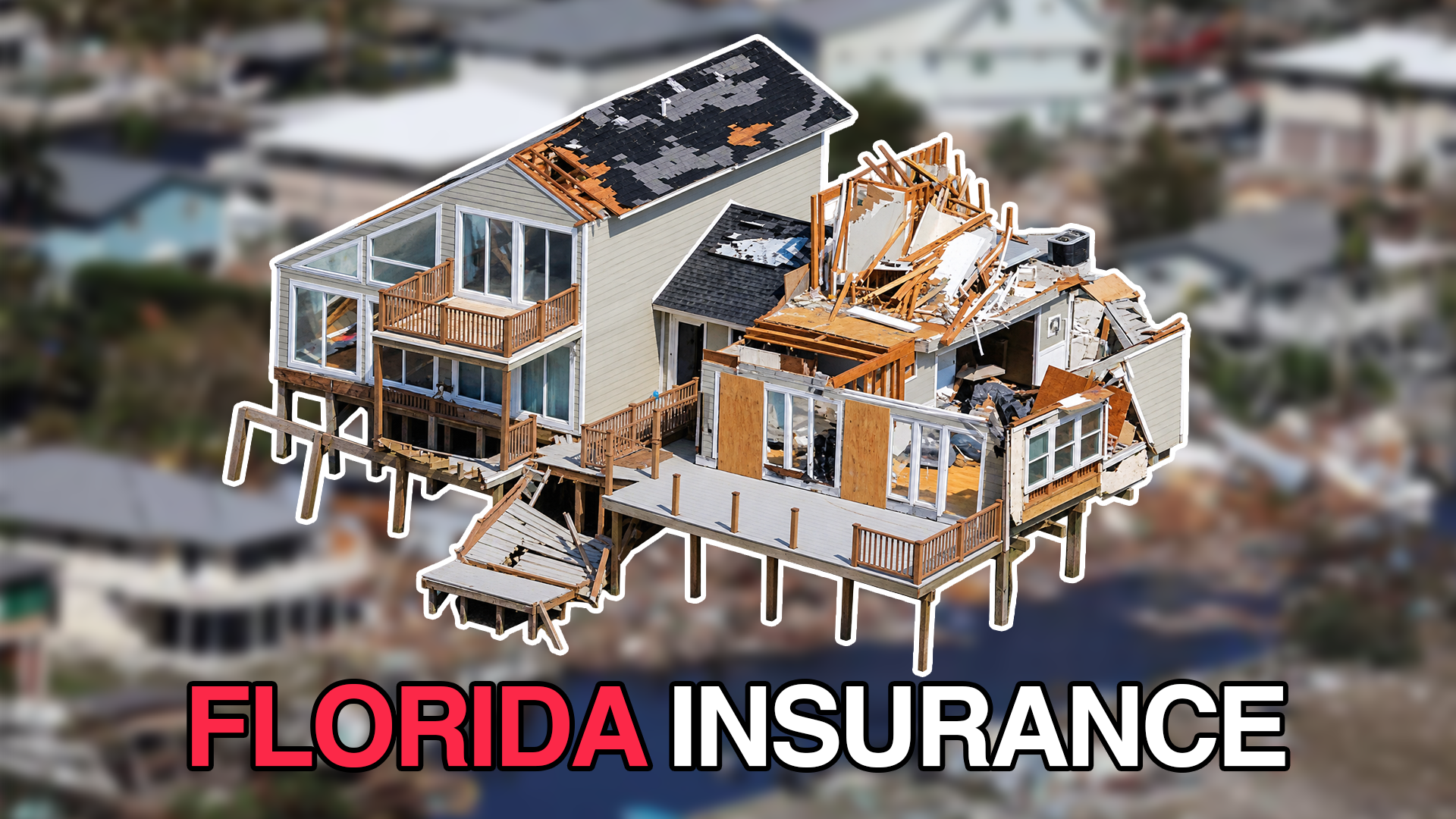 Hurricane damaged Florida home with roof and structural damage, illustrating Florida home insurance coverage